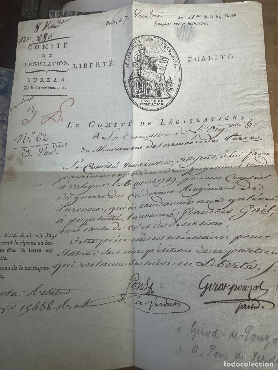 Documentos antiguos: Documentos emitidos circa 1789 de la Convention Nationale franceda francesa