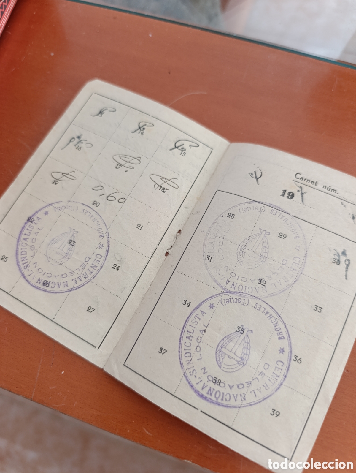 Documentos antiguos: Carnet de cotizaci&oacute;n sindical ,1940,obrero. - Foto 2