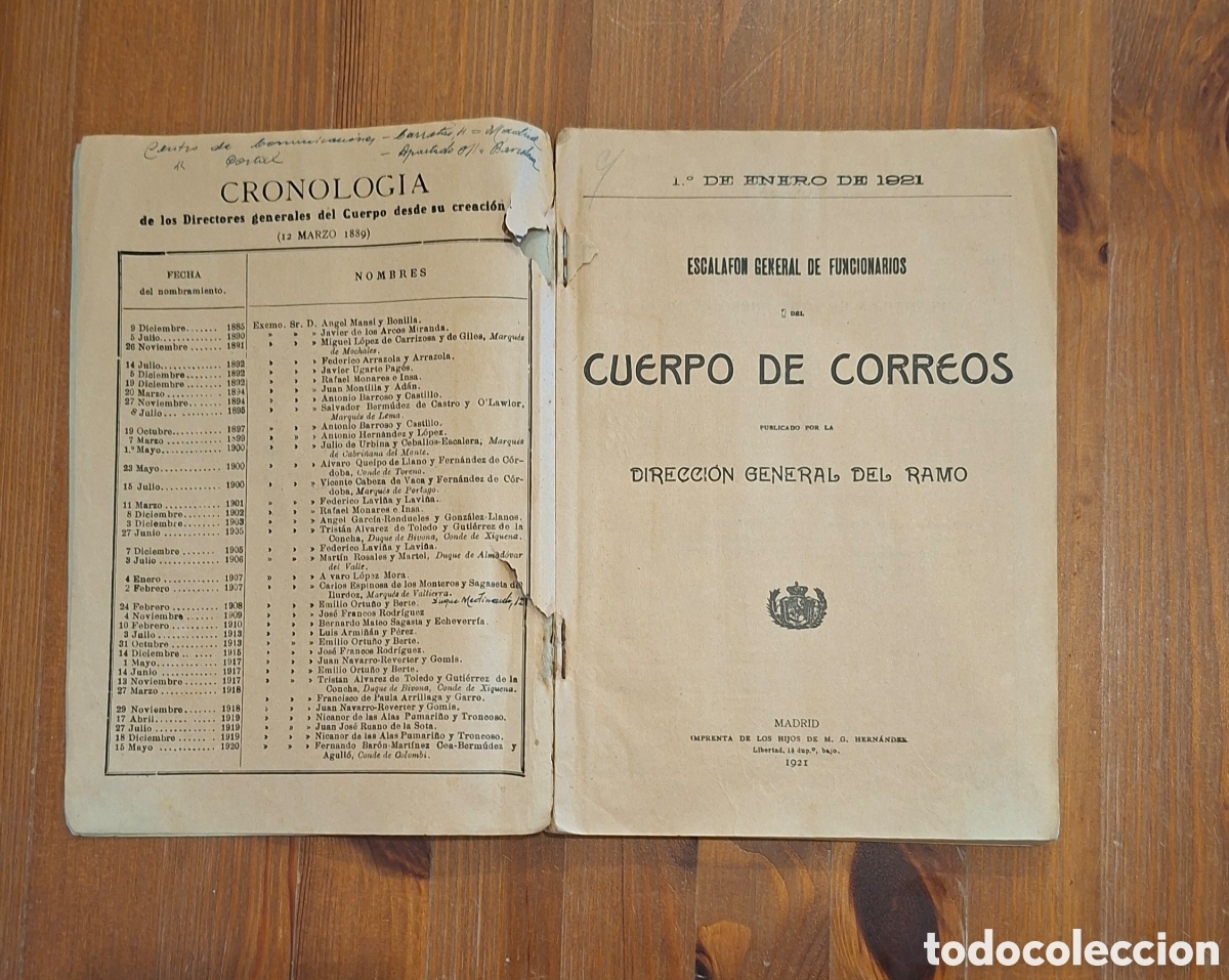 Documentos antiguos: Escalaf&oacute;n General de Funcionarios del Cuerpo de Correos, 1921 - Foto 4