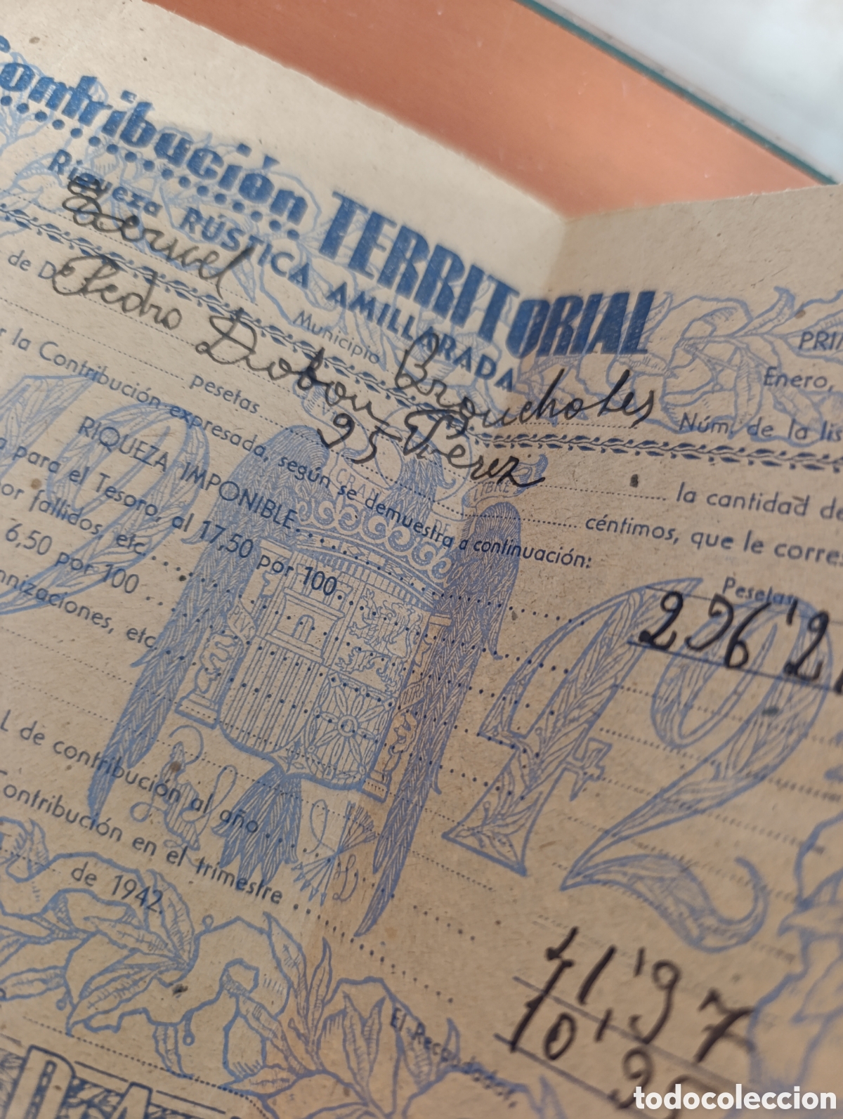 Documentos antiguos: Bronchales,Teruel,1941Contribuci&oacute;n Territorial - Foto 2