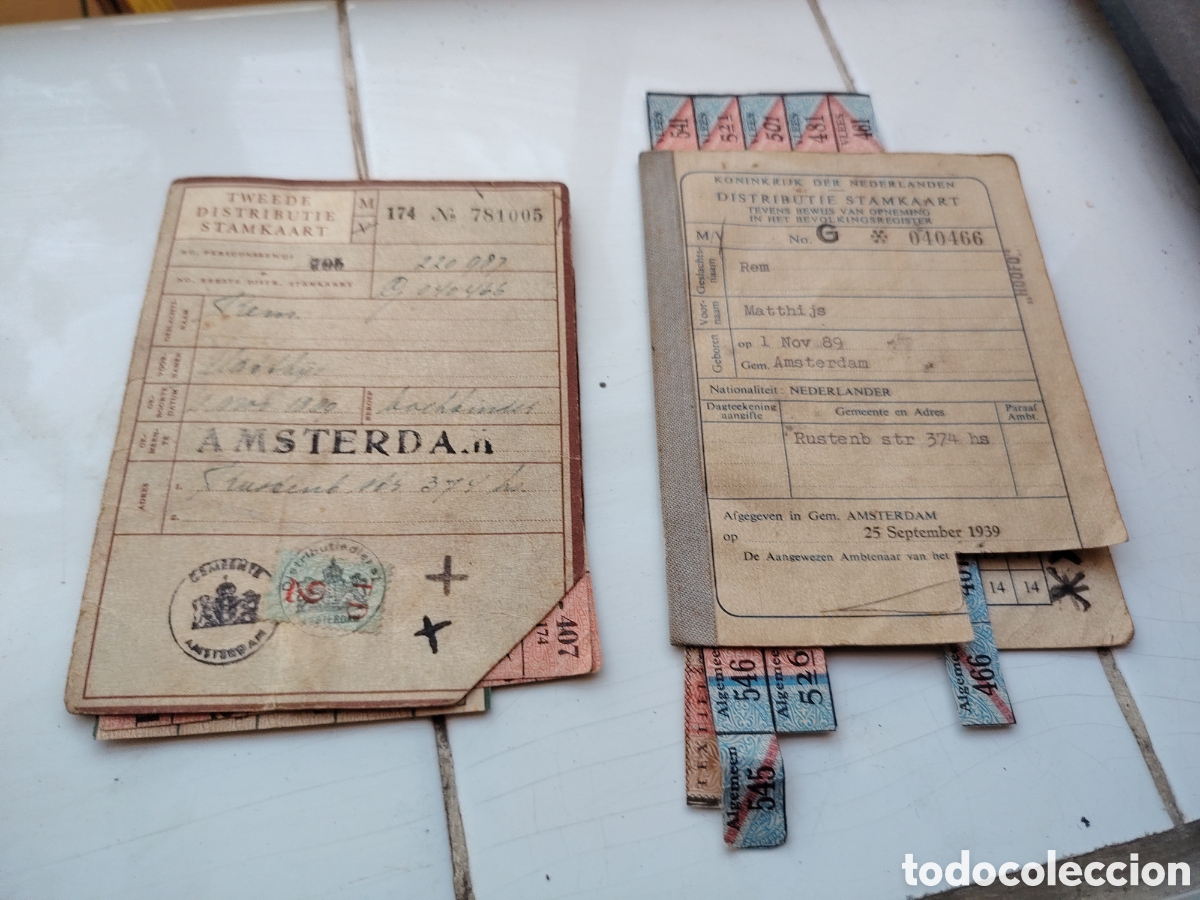 Documentos antiguos: CARTILLA RACIONAMIENTO WW2 AMSTERDAM