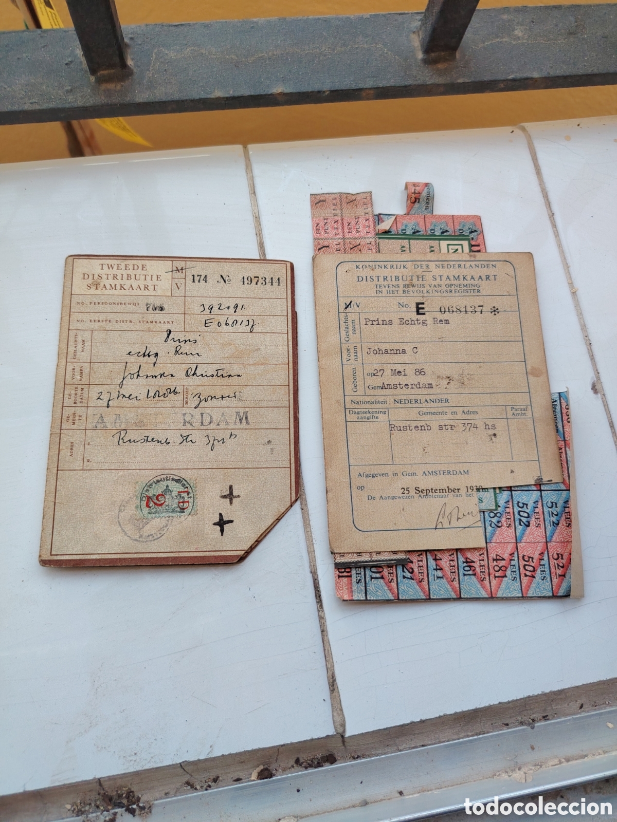Documentos antiguos: CARTILLA DE RACIONAMIENTO AMSTERDAM WW2