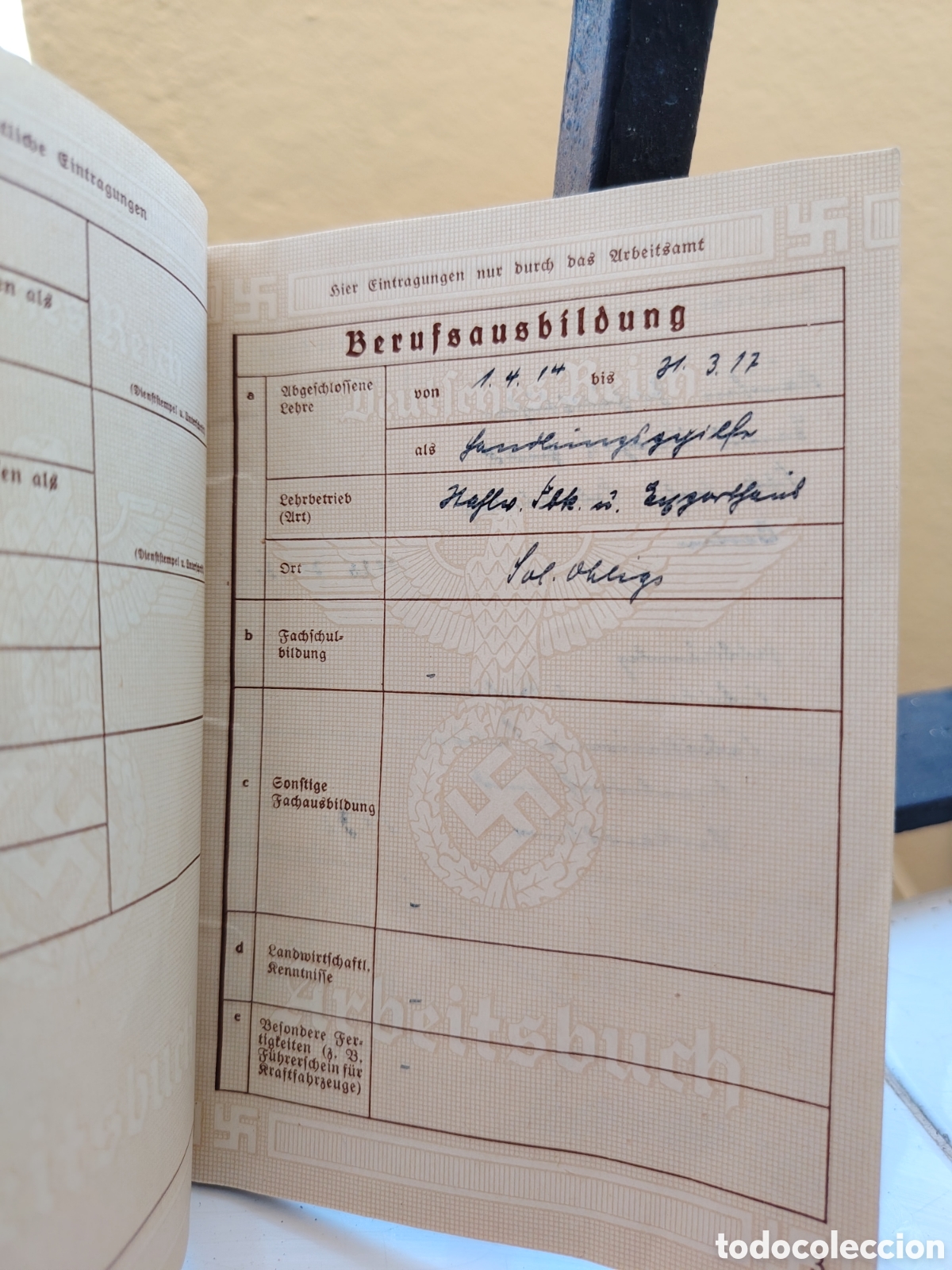 Documentos antiguos: ARBEITSBUCH O LIBRO DE TRABAJO WW2 - Foto 2