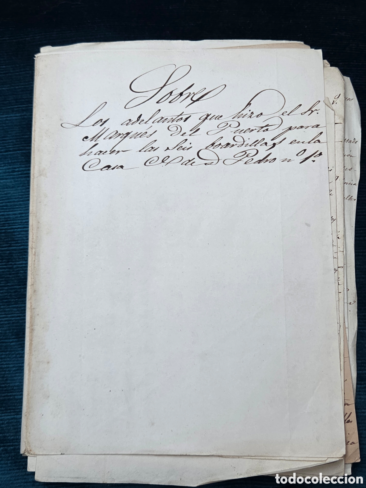 Documentos antiguos: MADRID 1853 Legajo de papeles sobre Obras del Marqu&eacute;s del Puerto y Ciri&ntilde;uela. Pu&ntilde;oenrostro.