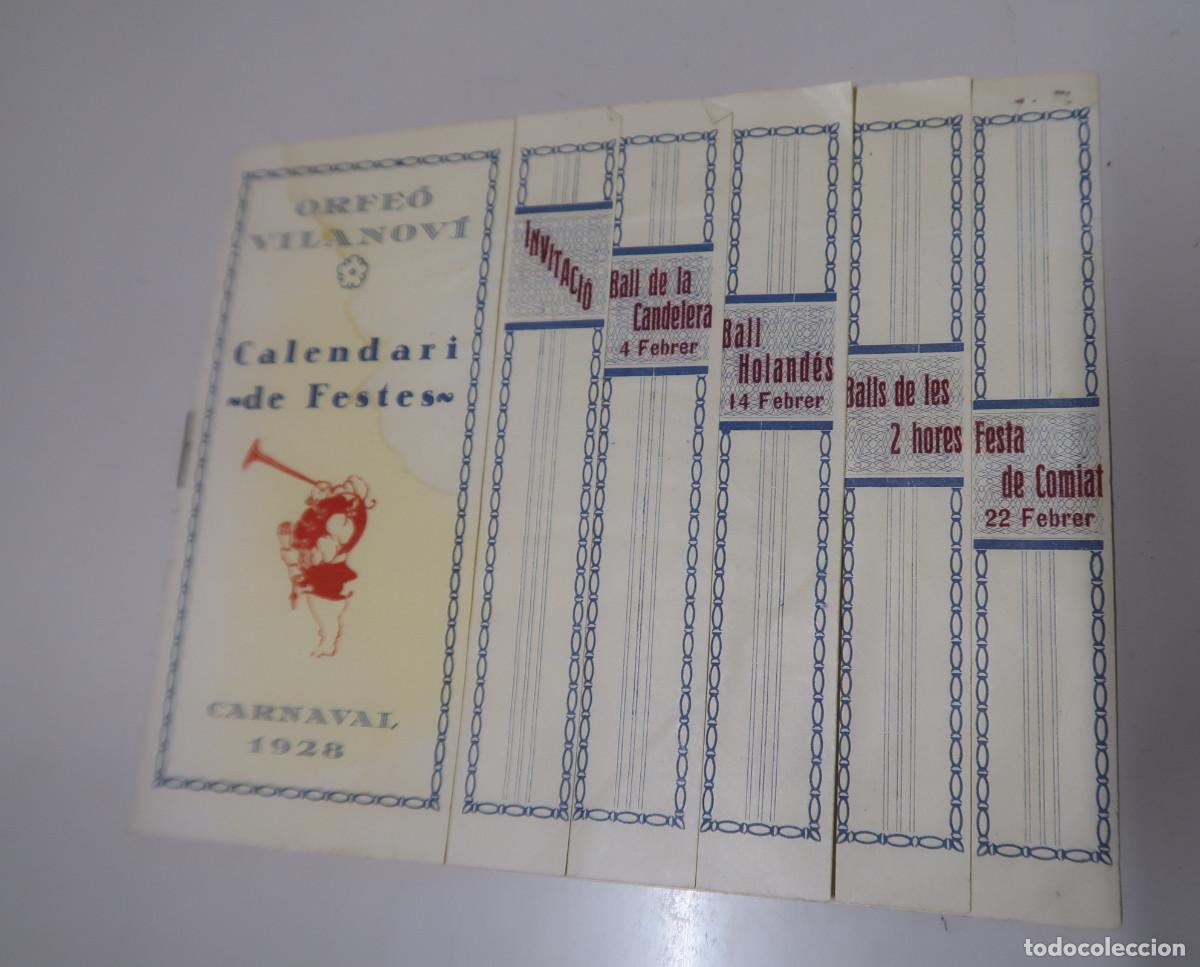 Documentos antiguos: Orfe&oacute; Vilanov&iacute;. Calendari de Festes. Carnaval 1928