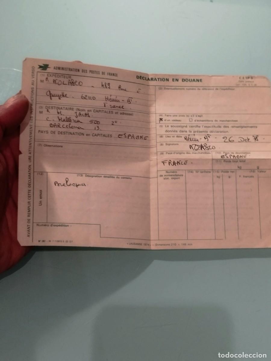 Documentos antiguos: Antiguo documento de declaraci&oacute;n de aduanas francesa.