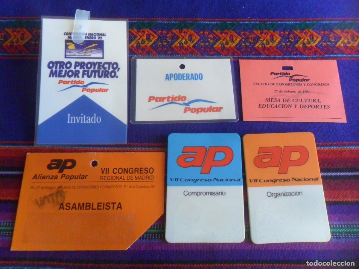 Documentos antiguos: ALIANZA PARTIDO POPULAR VII CONGRESO 1986 TARJETA ASAMBLEISTA PL&Aacute;STICO COMPROMISARIO ORGANIZACI&Oacute;N...
