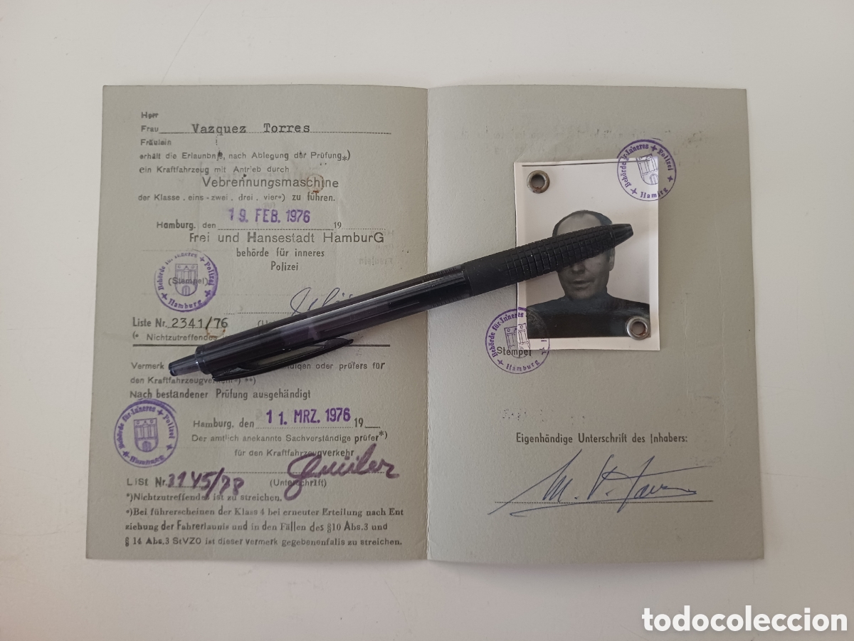 Documentos antiguos: F&uuml;hrerschein carnet de conducir alem&aacute;n 1976 - Foto 2