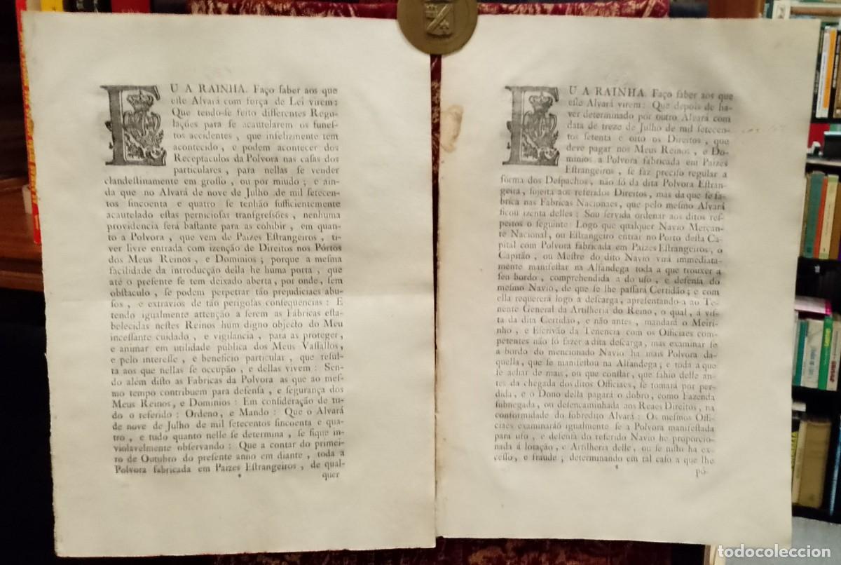 Documentos antiguos: Dom&iacute;nios e Acidentes P&oacute;lvora 1778 - 2 Alvar&aacute;s Regio