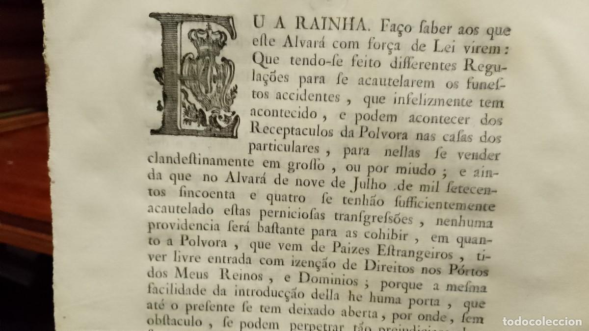 Documentos antiguos: Dom&iacute;nios e Acidentes P&oacute;lvora 1778 - 2 Alvar&aacute;s Regio - Foto 2