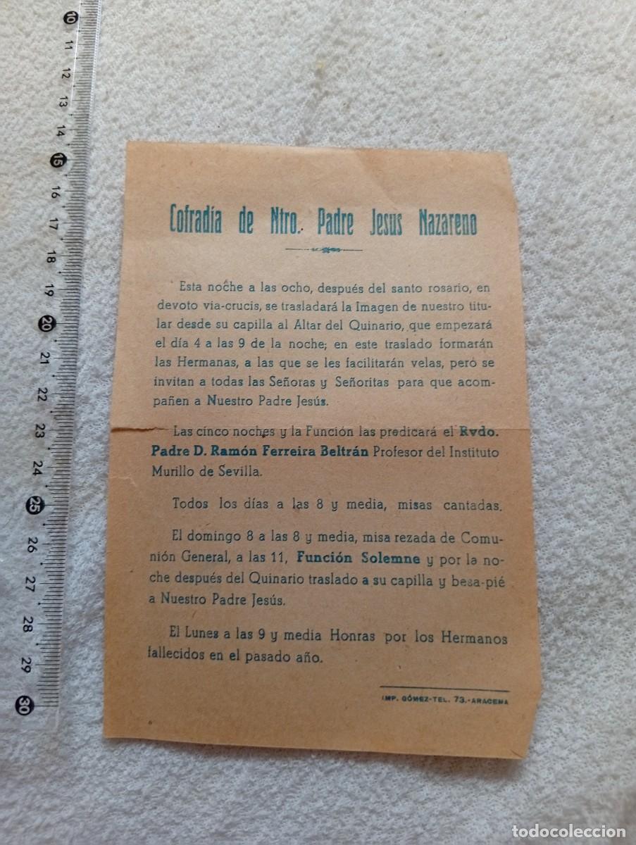 Documentos antiguos: SEMANA SANTA ARACENA, ALOS 50 CONVOCATORIA CULTOS NTRO.PADRE JES&Uacute;S NAZARENO
