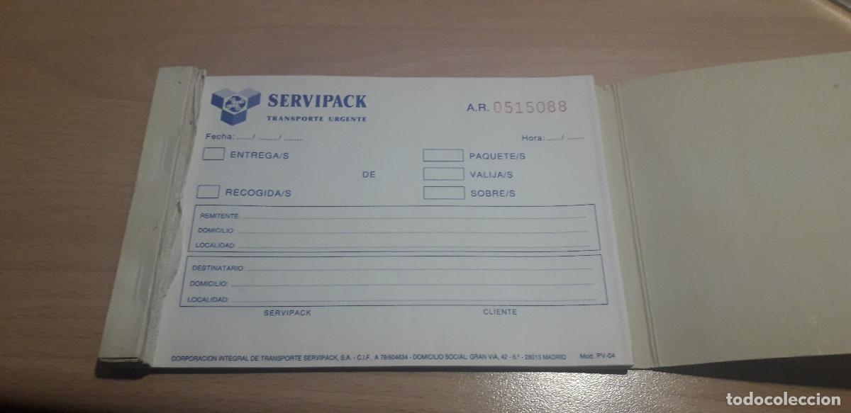 Documentos antiguos: 003757MER-librillo albaran autocopia mensajeria servipack a&ntilde;o 1990