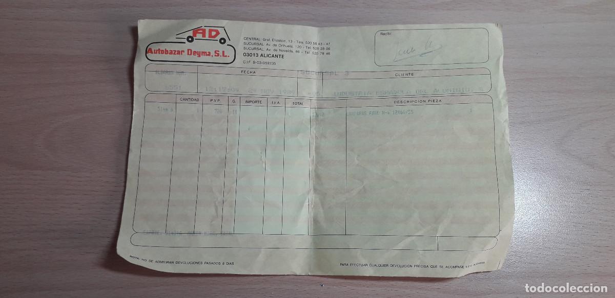 Documentos antiguos: 003758MER-4 albaranes autobazar deyma a inespal s.l. 1989