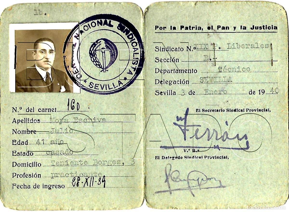 Documentos antiguos: SEVILLA SINDICATO 1940 CARNET QUE FUE DE UN PRACTICANTE M43