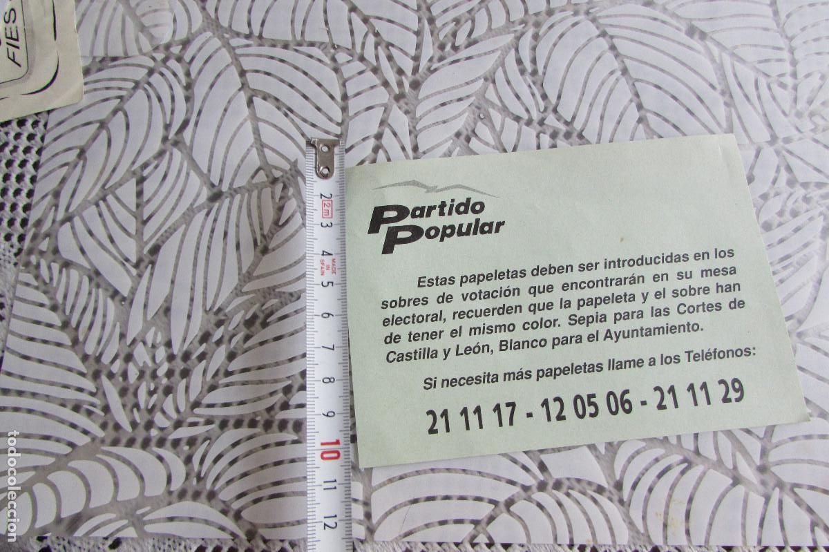 Documentos antiguos: PAPELETA VOTO PARTIDO POPULAR CASTILLA Y LEON