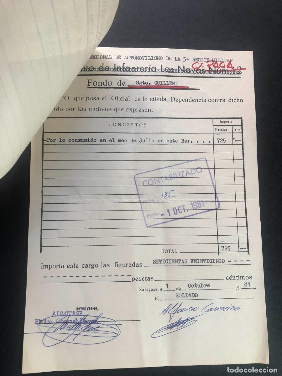 Documentos antiguos: REGTO. INFANTER&Iacute;A LAS NAVAS 12 / ZARAGOZA 1981 / GASTOS BAR DE SUBOFICIALES / 3 DOCUMENTOS