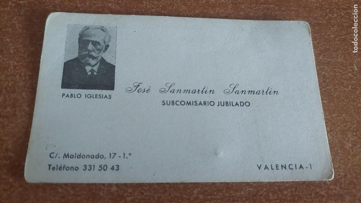 Documentos antiguos: Tarjeta de subcomisario con la efigie de Pablo Iglesias