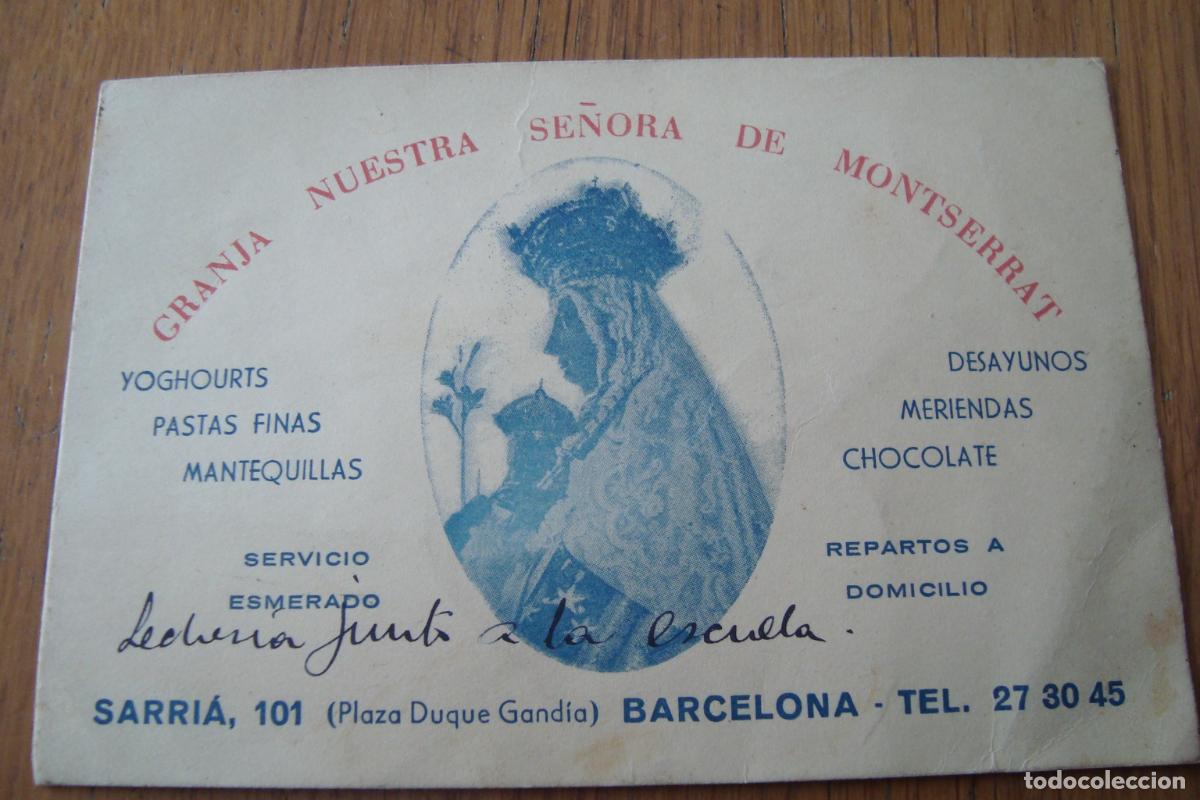 Documentos antiguos: ANTIGUA TARJETA COMERCIAL GRANJA NUESTRA SE&Ntilde;ORA MONTSERRAT. SARRIA BARCELONA. MANTEQUILLAS
