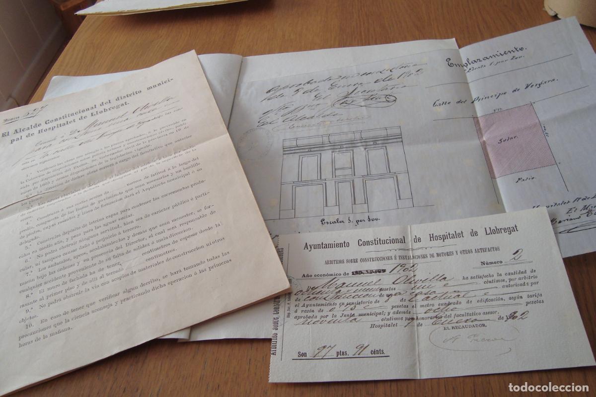Documentos antiguos: CONSTRUCCION CASA HOSPITALET LLOBREGAT 1902. MANUEL OLIVELLA. MARIANO TOMAS BARBA ARQUITECTO