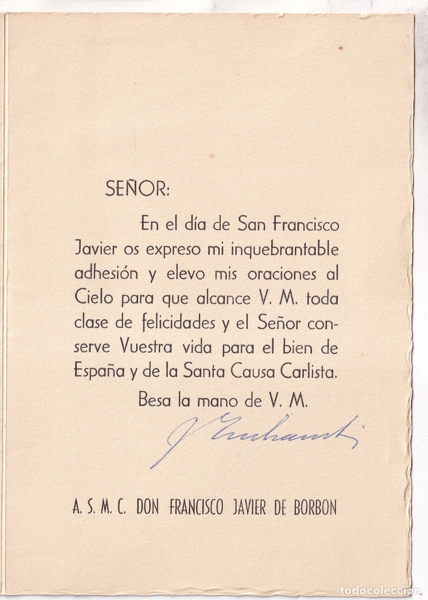 Documentos antiguos: FELICITACI&Oacute;N DE JOS&Eacute; INCHAUSTI A D. FRANCISCO JAVIER DE BORB&Oacute;N EN SU ONOM&Aacute;STICA. CON FIRMA
