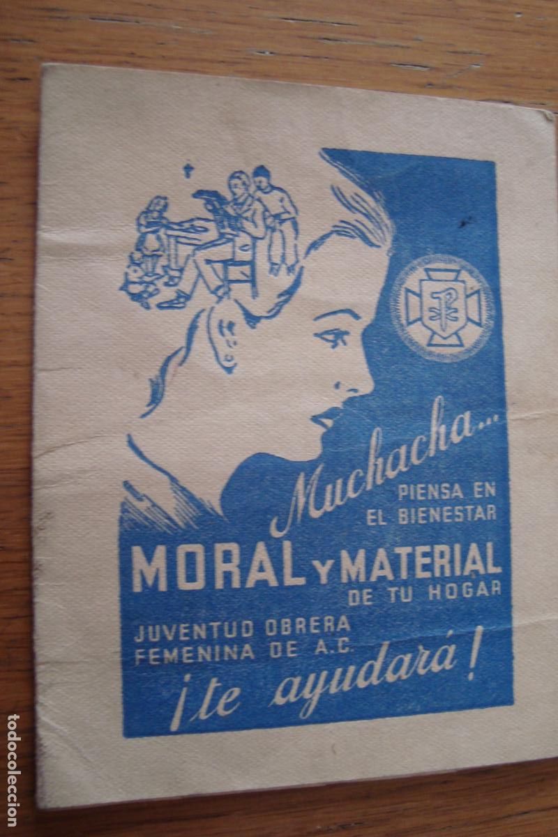 Documentos antiguos: ANTIGUO CARNET CENTRO ESPECIALIZADO OBRERO A.C FEMENINA. PARROQUIA SAN VICENTE SARRIA 1947