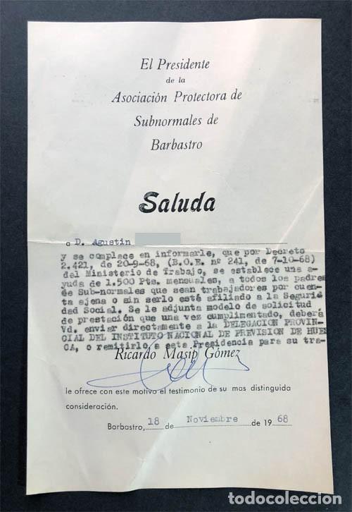Documentos antiguos: ASOCIACI&Oacute;N PROTECTORA DE SUBNORMALES DE BARBASTRO A&Ntilde;O 1968 / HUESCA
