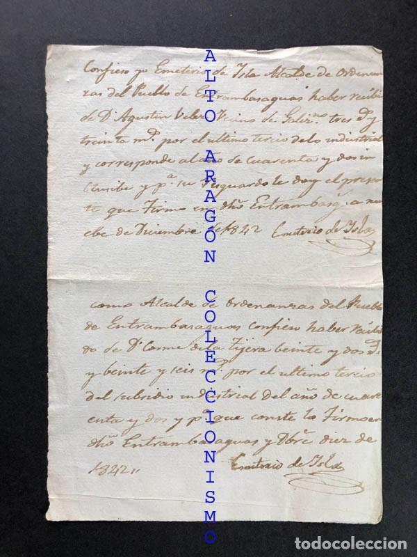 Documentos antiguos: ENTRAMBASAGUAS A&Ntilde;O 1842 ( CANTABRIA ) SUBSIDIO INDUSTRIAL / GALIZANO