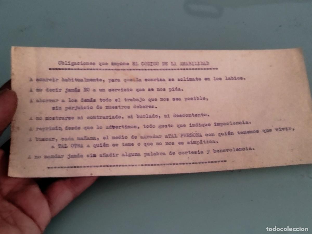 Documentos antiguos: Antiguo documento, Obligaciones que impone EL CODIGO DE LA AMABILIDAD.