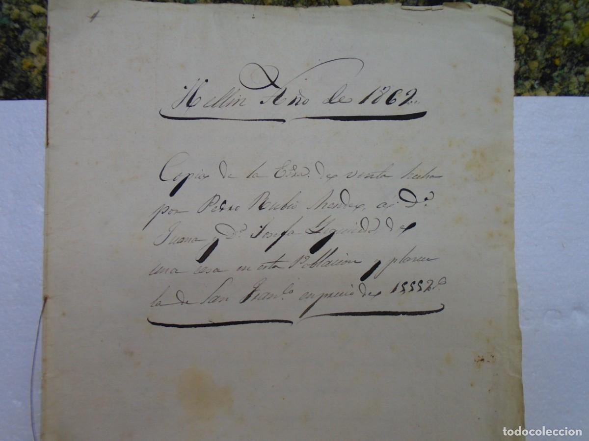 Documentos antiguos: HELLIN(ALBACETE)ESCRITURA DE VENTA DE CASA EN LA PLAZUELA DE SAN FRANCISCO 1862.