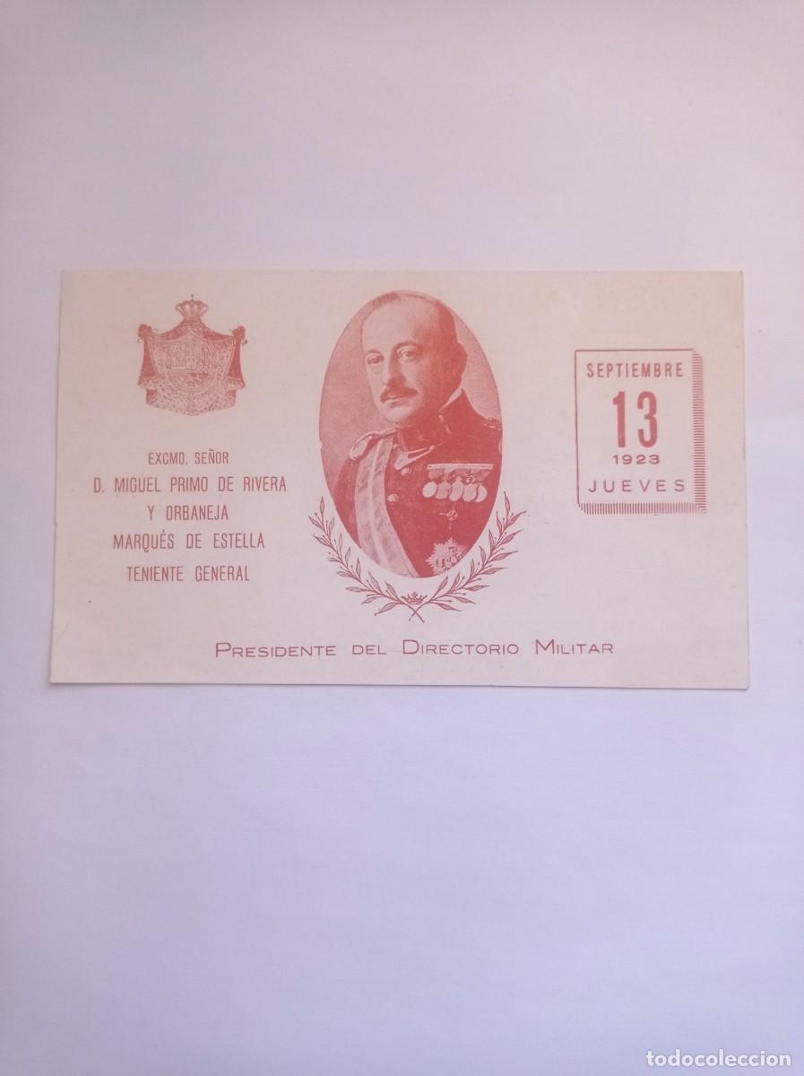Documentos antiguos: TARJETA POSTAL DE 1923, HOMENAJE A MIGUEL PRIMO DE RIVERA