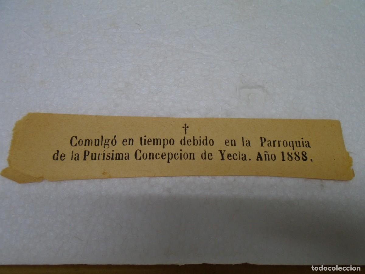 Documentos antiguos: YECLA(MURCIA)JUSTIFICANTE DE COMUNION 1888,PARROQUIA PURISIMA CONCEPCION.