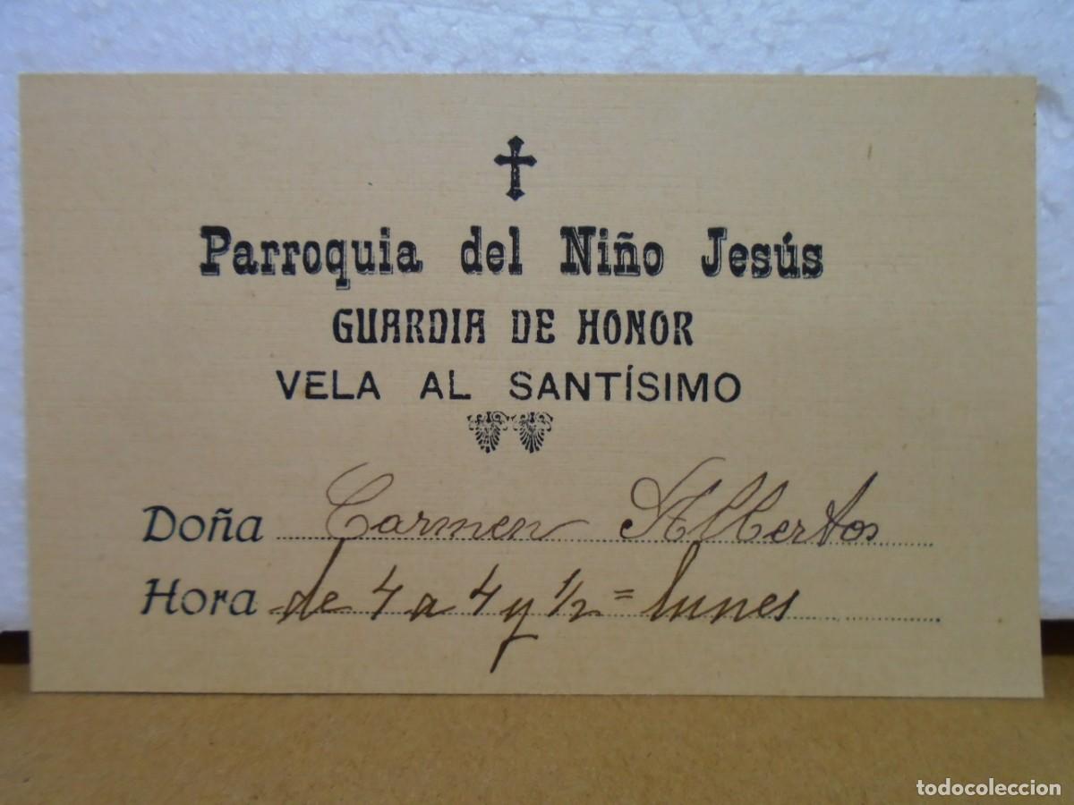 Documentos antiguos: YECLA(MURCIA)PARROQUIA DEL NI&Ntilde;O JESUS.GUARDIA DE HONOR.VELA AL STMO. 1&ordm; XX.