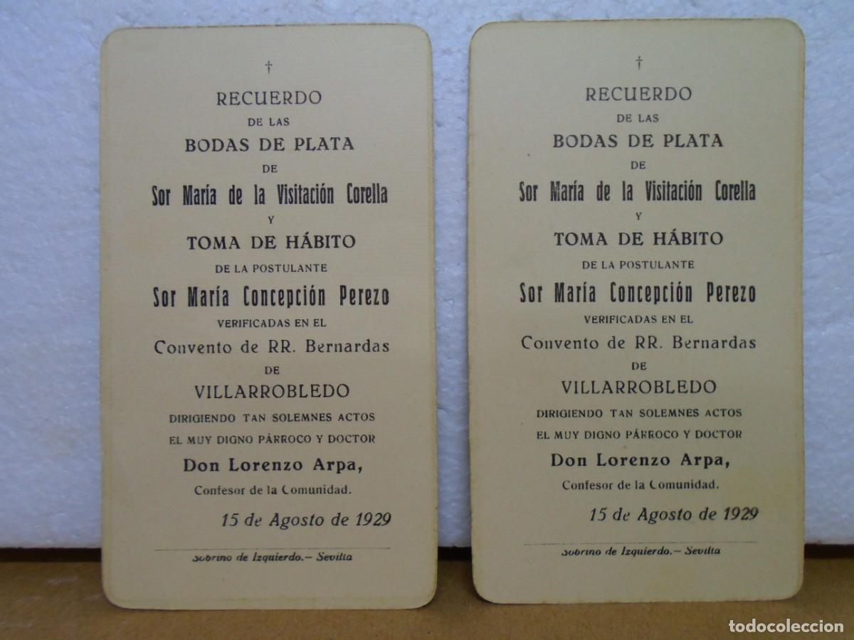 Documentos antiguos: VILLARROBLEDO(ALBACETE)CONVENTO DE RR.BERNARDAS.RECORDATORIOS TOMA DE H&Aacute;BITO 1929.