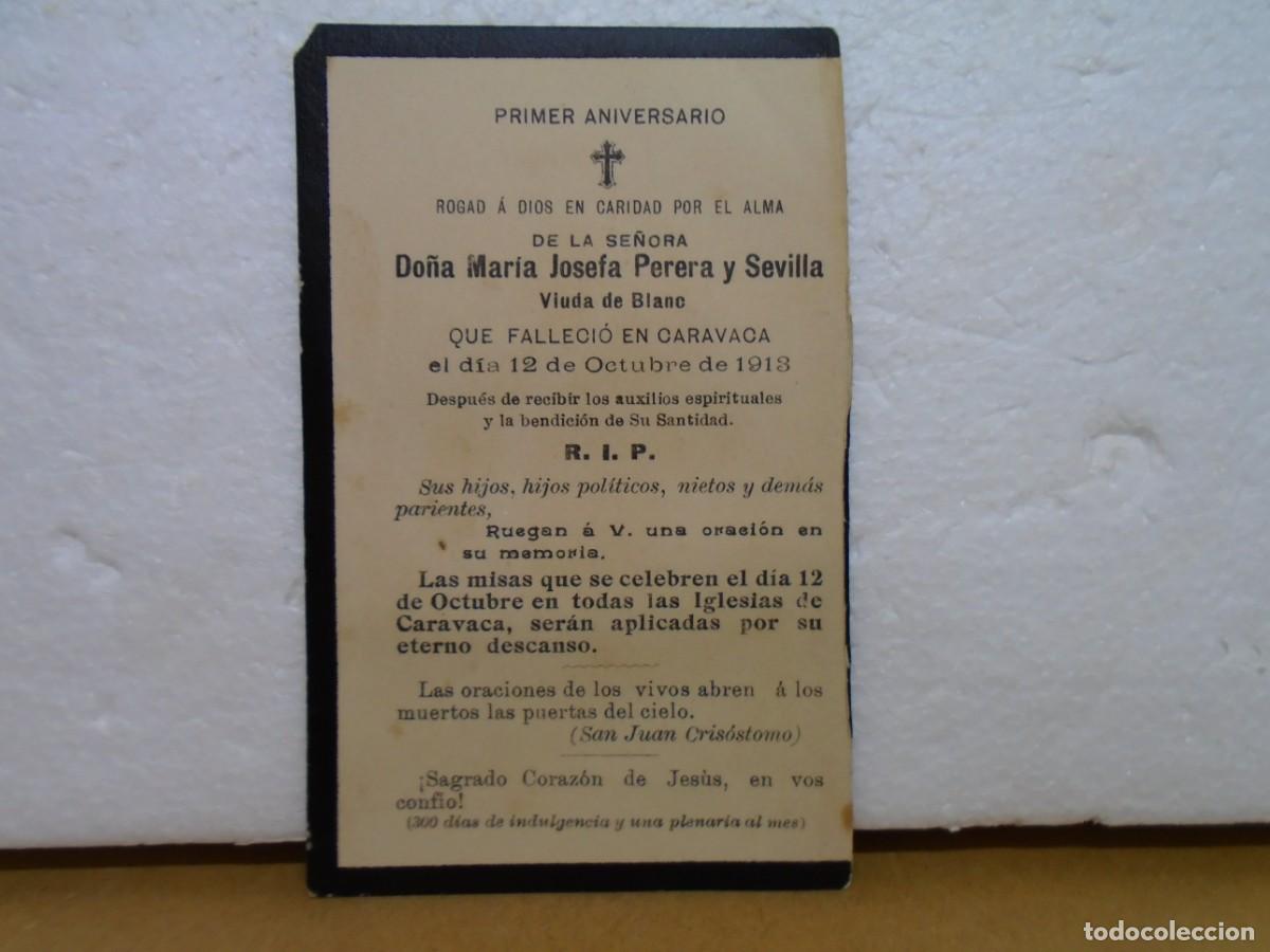 Documentos antiguos: CARAVACA(MURCIA)ESQUELA DE 1913.