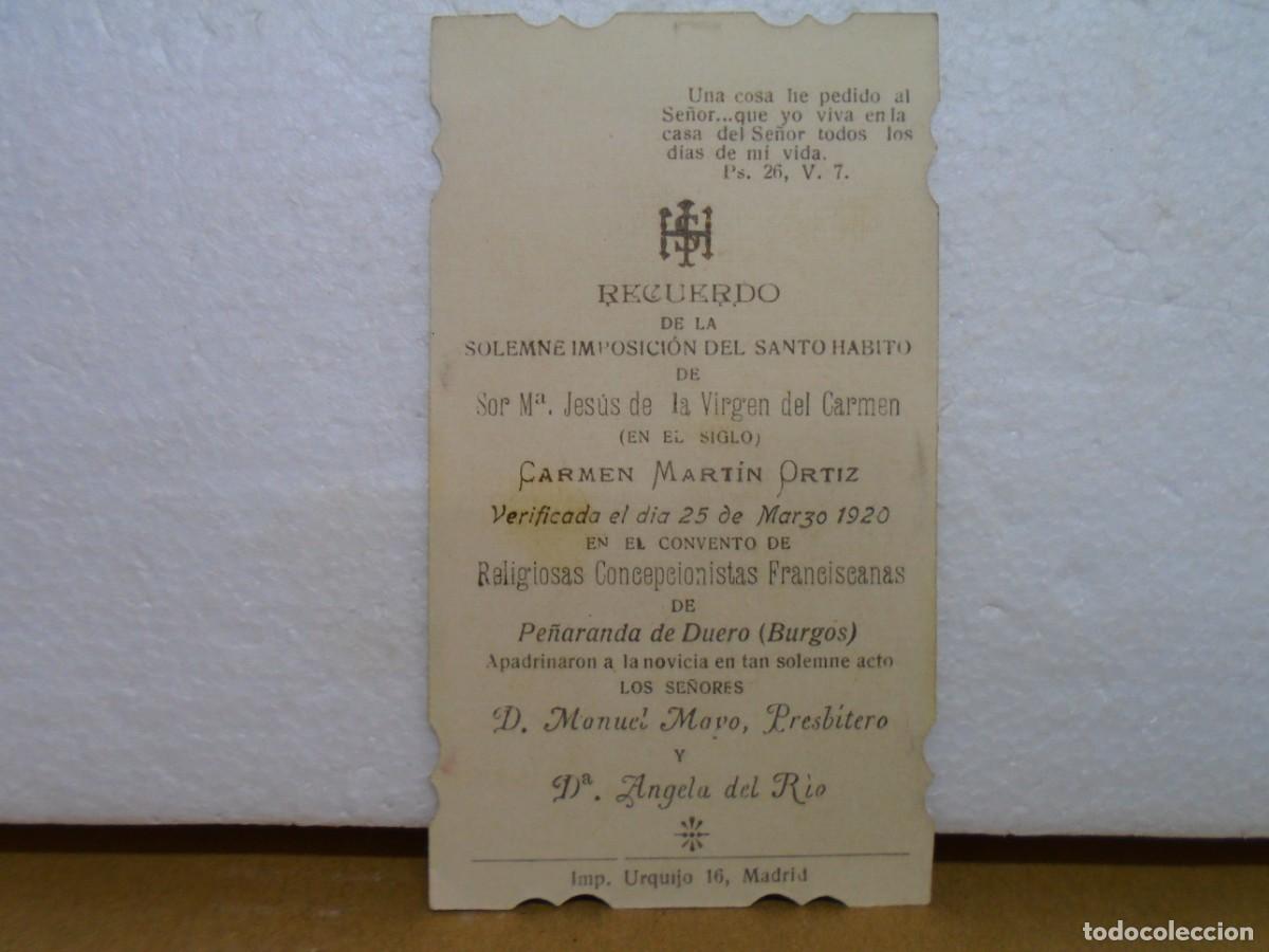 Documentos antiguos: PE&Ntilde;ARANDA DE DUERO(BURGOS) IMPOSICION STO.HABITO RELIGIOSA FRANCISCANA 1920.