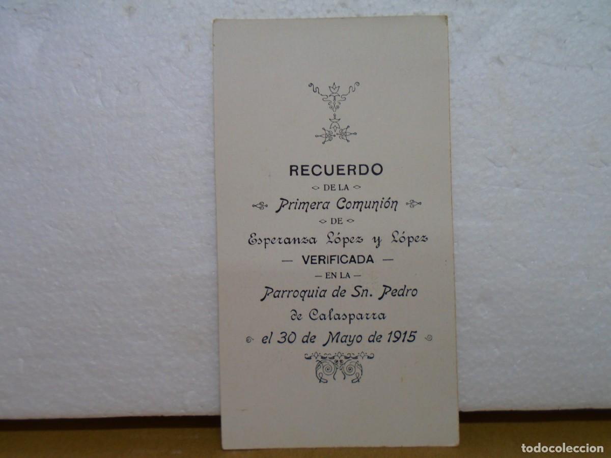 Documentos antiguos: CALASPARRA(MURCIA) RECUERDO PRIMERA COMUNION, PARROQUIA DE S.PEDRO, 1915.