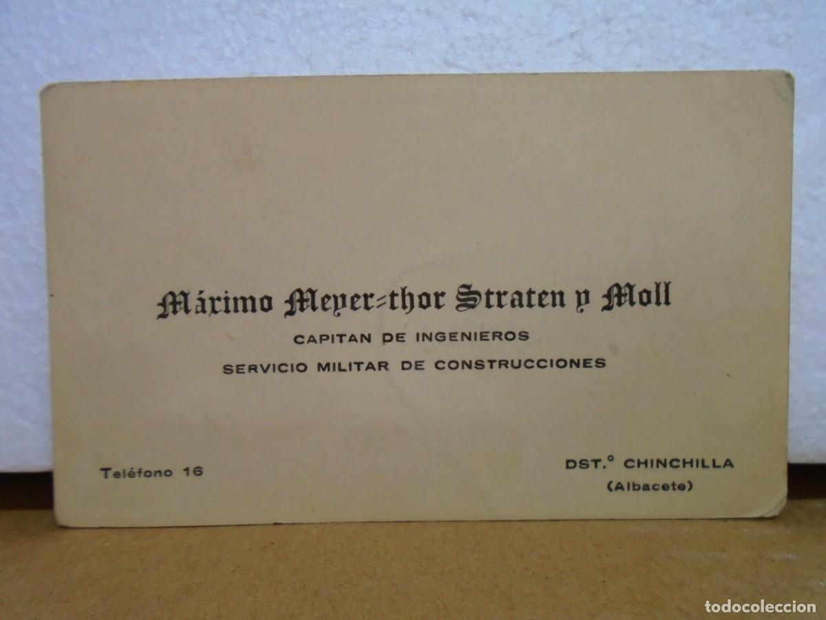 Documentos antiguos: TARJETA DE VISITA DE CAPITAN DE INGENIEROS SERVICIO MILITAR DE CONSTRUCCIONES,CHINCHILLA(AB)