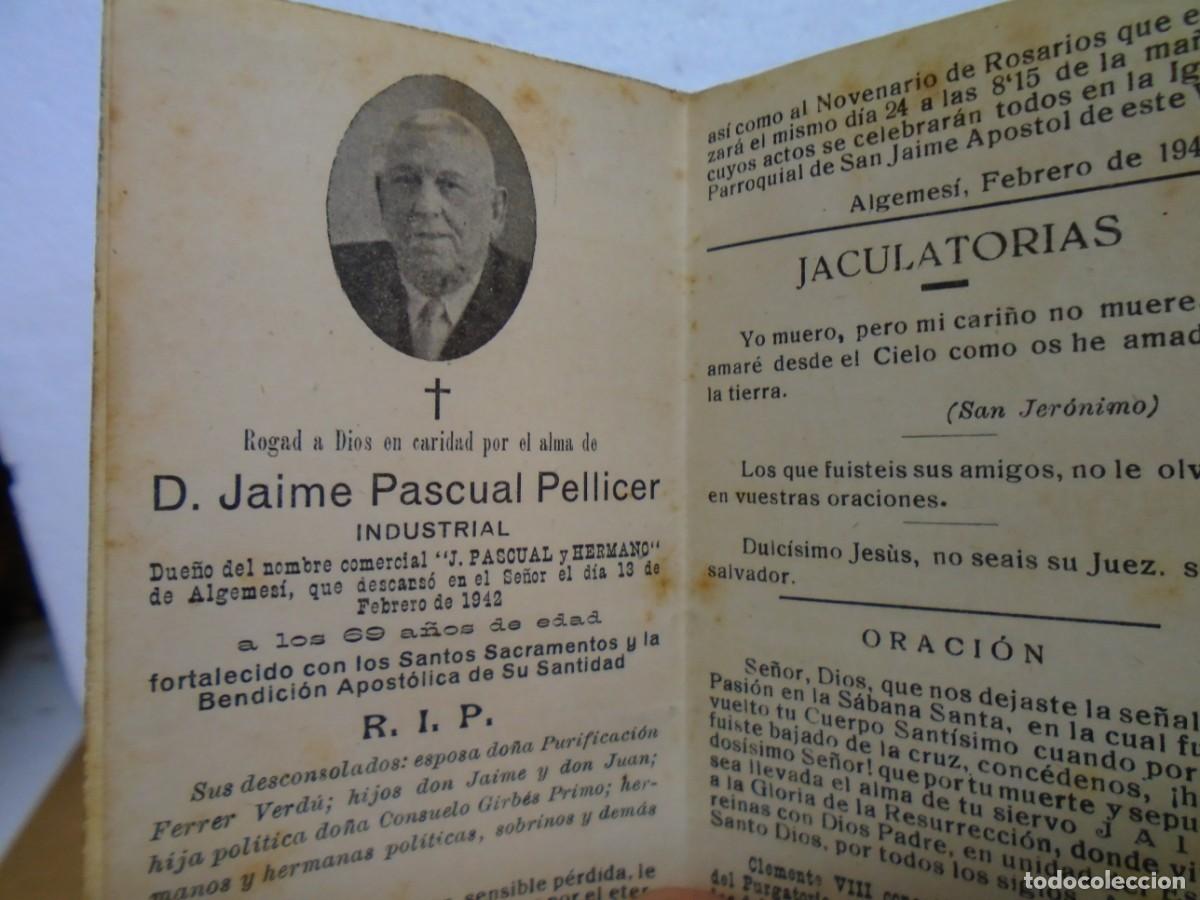 Documentos antiguos: ALGEMESI(VALENCIA) ESQUELA INDUSTRIAL&rdquo;J.PASCUAL Y HERMANO&rdquo; 1942.