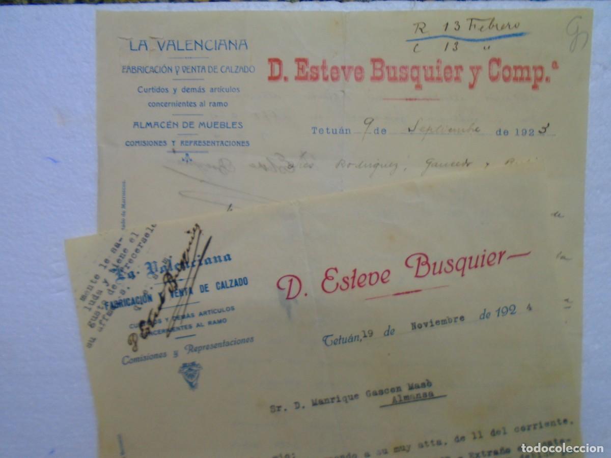Documentos antiguos: TETUAN(PROTECTORADO ESPA&Ntilde;OL)&rdquo;LA VALENCIANA&rdquo; CALZADOS.CARTAS DE 1923-1924.
