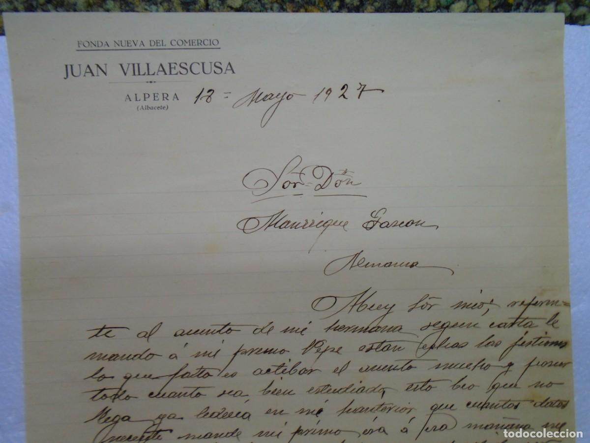 Documentos antiguos: CAUDETE(ALBACETE)FONDA NUEVA DEL COMERCIO.CARTA DEL 18/5/1927.