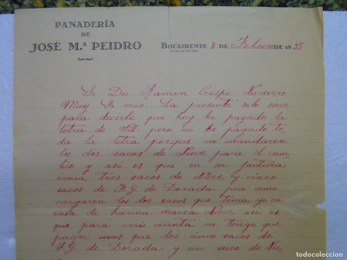 Documentos antiguos: BOCAIRENTE(VALENCIA)PANADERIA DE J.M&ordm; PEIDRO.CARTA DEL 8/2/1935.