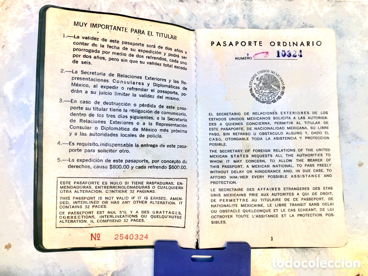 Documentos antiguos: Pasaporte de Mexico/ Mexico&rsquo;s Passport - Foto 2