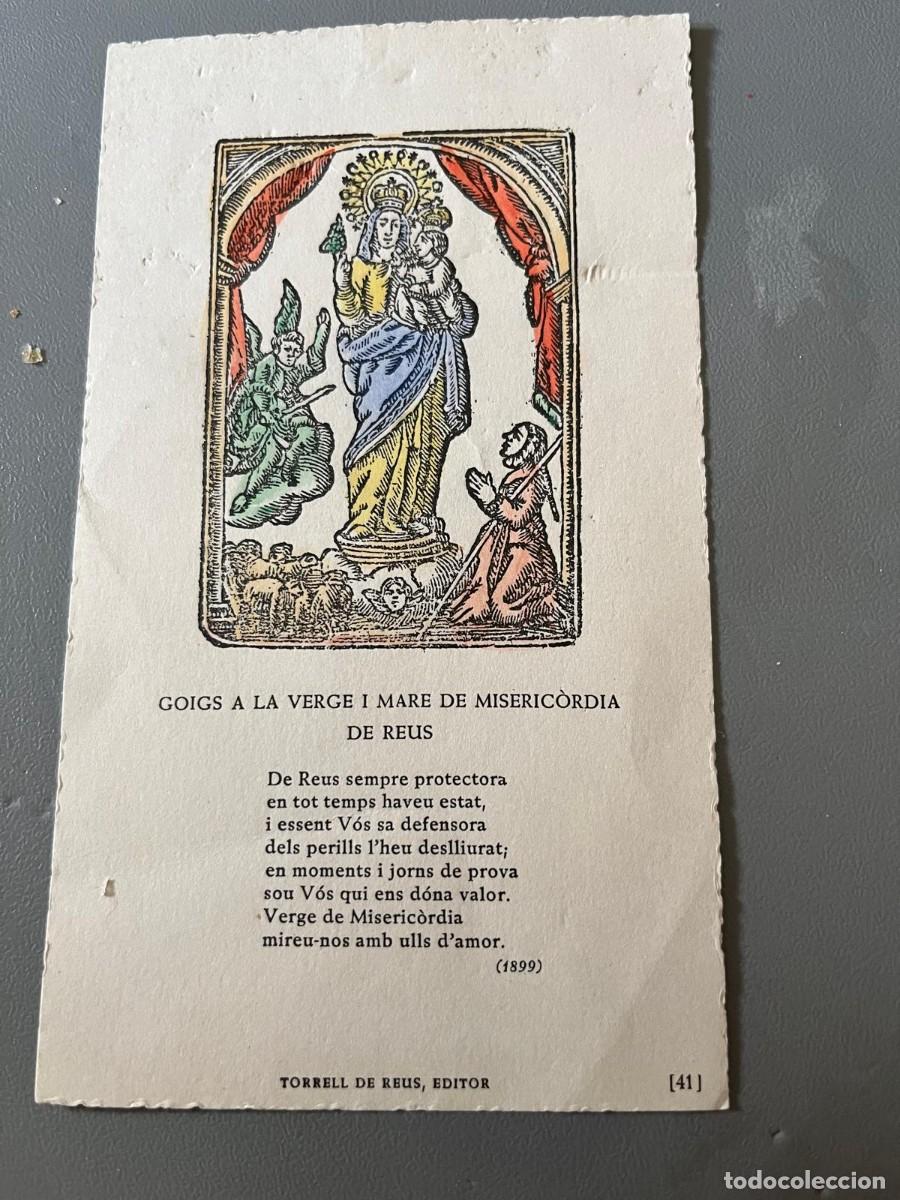 Documentos antiguos: goigs a la verge i mare de Misericordia de Reus tama&ntilde;o postal
