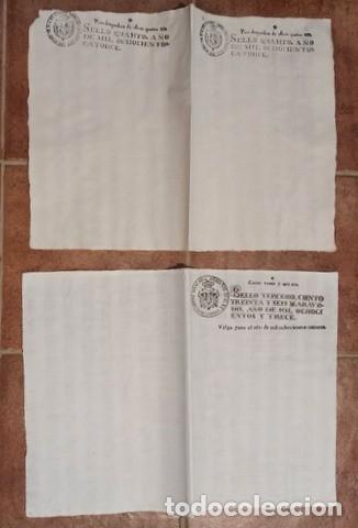 Documentos antiguos: 2 DOBLES FOLIOS DE PAPEL TIMBRADO: 1813 Y 1814