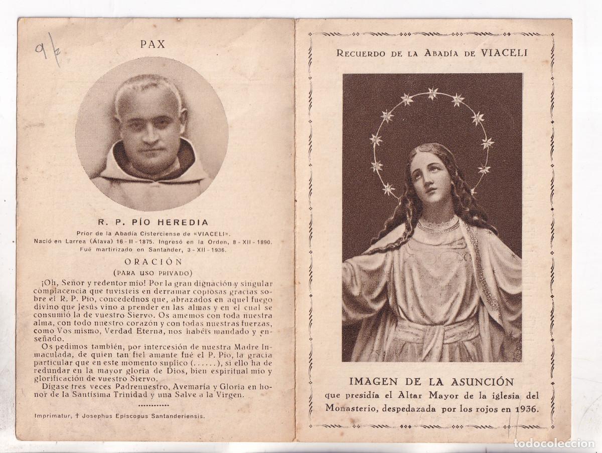 Documentos antiguos: IMAGEN DE LA ASUNCI&Oacute;N DE LA ABAD&Iacute;A DE VIACELI DESTRUIDA POR LOS ROJOS EN 1936. C&Oacute;BRECES. CANTABRIA.