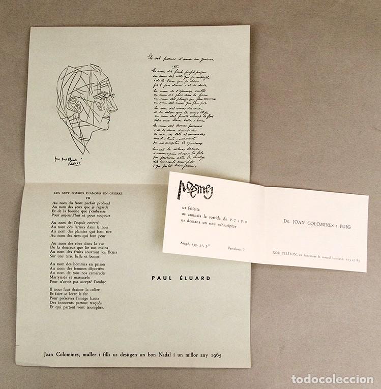 Documentos antiguos: JOAN COLOMINES - 1965 - NADALA - POEMA PAUL ELUARD - DIBUJO PICASSO