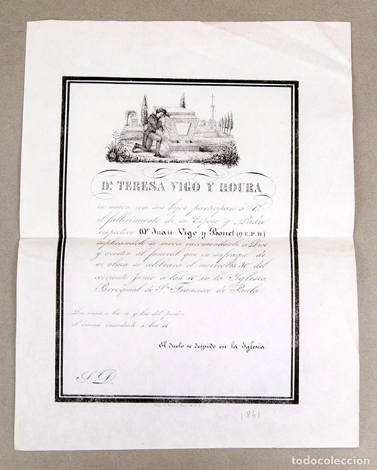 Documentos antiguos: ESQUELA DE 1841 - RARA