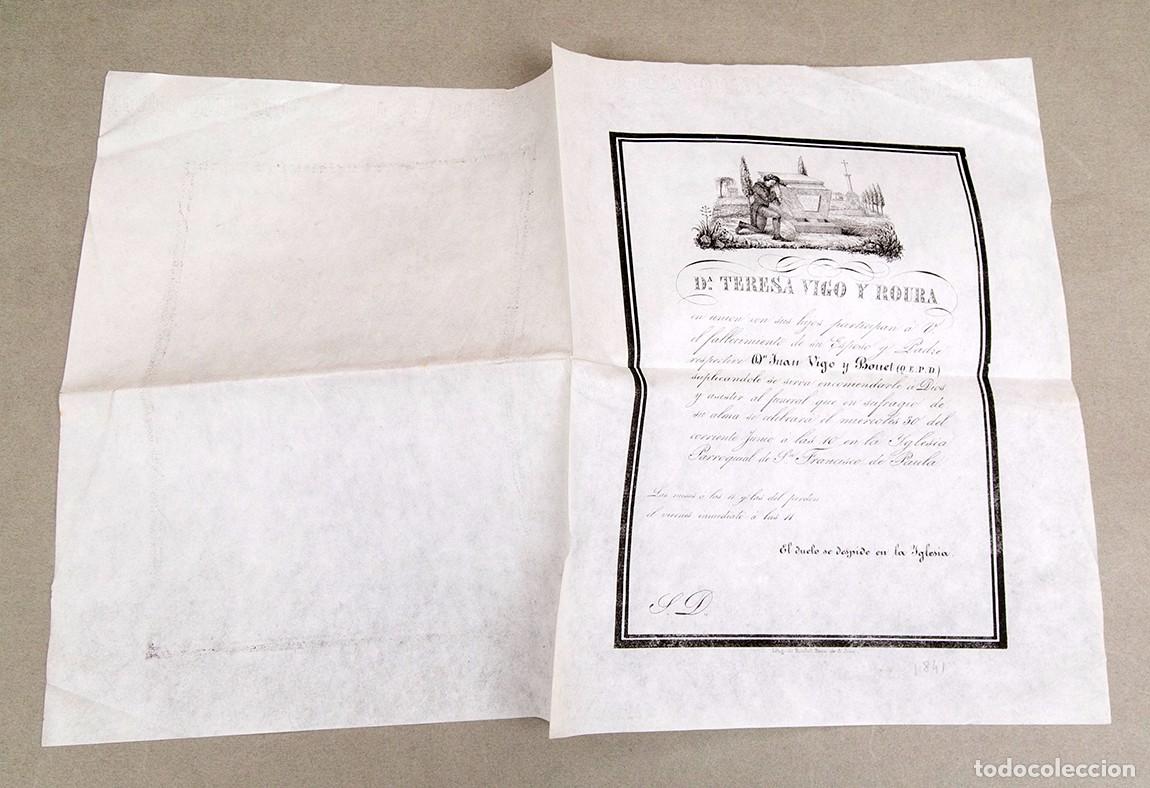 Documentos antiguos: ESQUELA DE 1841 - RARA - Foto 4