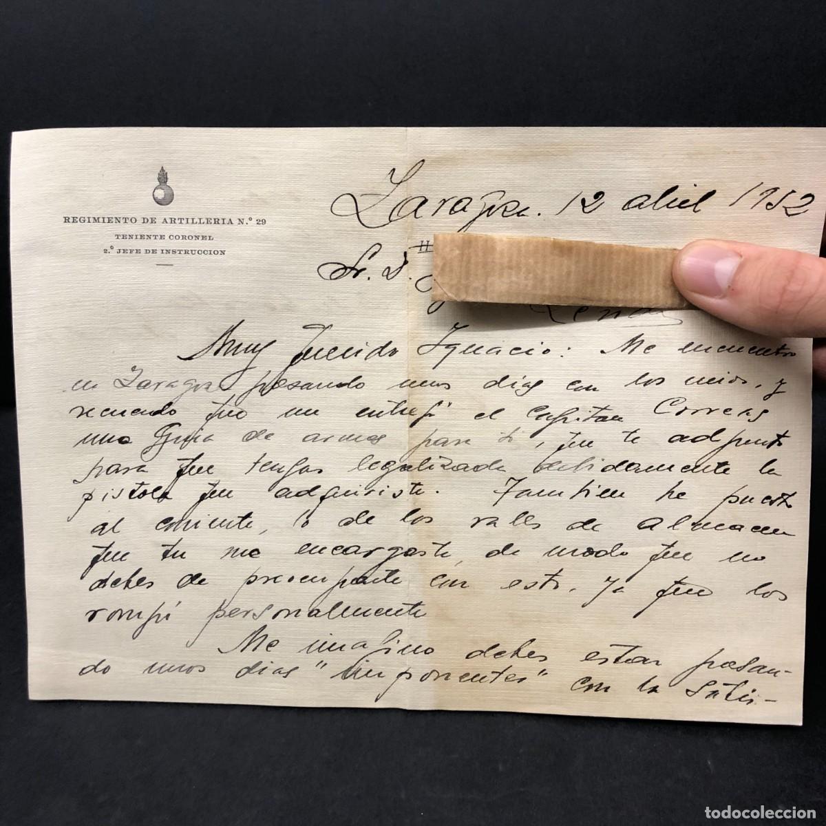 Documentos antiguos: CARTA DEL REGIMIENTO DE ARTILLERIA N&ordm; 29 - TENIENTE CORONEL - 2&ordm; JEFE DE INSTRUCCION - 1952 / 5277