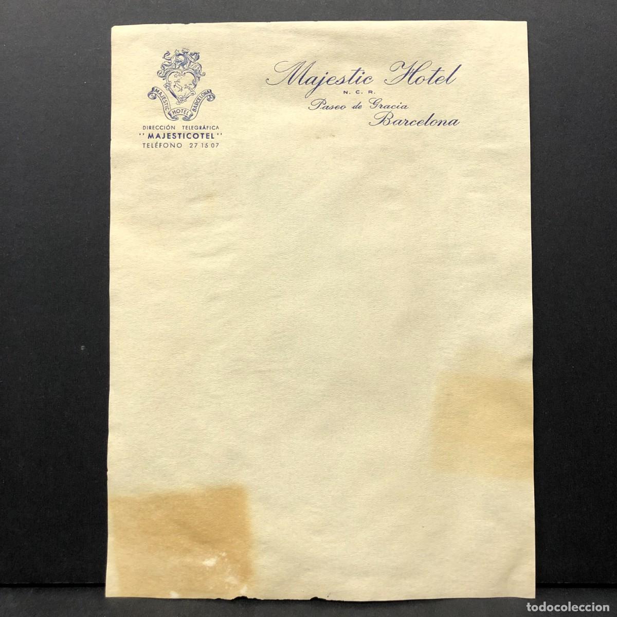 Documentos antiguos: HOJA DEL HOTEL MAJESTIC DE BARCELONA - PASEO DE GRACIA - MODERNISTA - C. 1900 / 5292